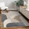 Paco Home Teppich Wohnzimmer Schlafzimmer Kurzflor Geometrisches Muster Bogen Motiv Abstraktes Design 3D Optik Deko Grau Beige, Grösse:80x150 cm