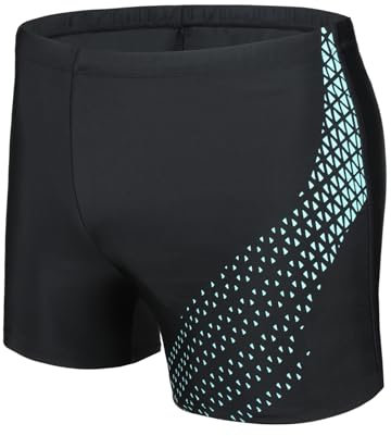 AMZSPORT Maillot de Bain Homme Short de Bain à Séchage Rapide Boxer de Plage avec Cordon de Serrage, Noir L
