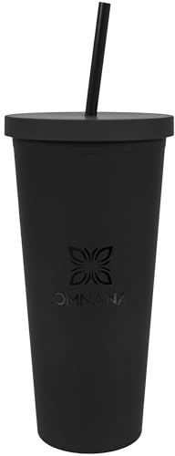 OMNANA® EVERYDAY™ Tumbler mit Strohhalm & Deckel (710 ml) – Isolierter Thermobecher für heiße & kalte Getränke – BPA-frei & doppelwandig – Wiederverwendbarer Kaffeebecher To-Go für unterwegs & Büro
