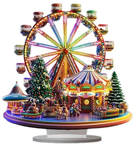 Weihnachts Riesenrad, Riesenrad Weihnachten Deko, Acryl-Anzeigetafel Riesenrad, 2D-Spielplatz-Weihnachtsornament, Riesenrad-Dekoration Für Den Schreibtisch Am Arbeitsplatz Und Zu Hause