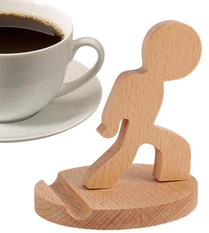 Wooden Phone Stand With Charging Hole, Mobile Phone Holder For Desk, Cute Dog Cellphone Holder Stands, Novelty Desktop Phone Stand, Cute Animal Shape Wooden Smartphone Stable Holder Desk Gadgets