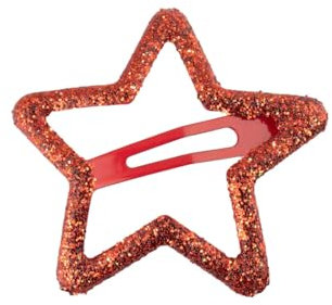 Righe e Pois - fermaglio per capelli clic clac a stella glitter da 5 cm, molletta per capelli da bambina a stella, fermacapelli bimba a forma di stella - confezione da 1 hair clip (Rosso)