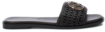 Carmela - Sandalia pala plana en piel y adorno frontal 16219302 para: MUJER color: NEGRO talla: 39