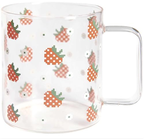 Glas Tasse Erdbeeren, Ø 8,5cm, H 9,5cm