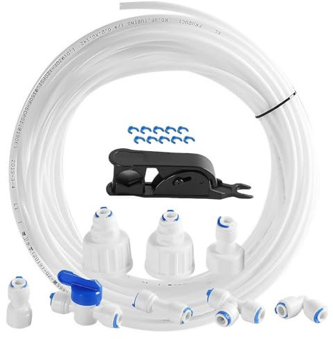 Tuyau d'Alimentation en Eau Tube de Filtre,Kit de Connexion pour Réfrigérateur,Tuyau D'alimentation en Eau,Kit de Raccordement Universel,Connecteurs pour Systèmes D'osmose Inverse