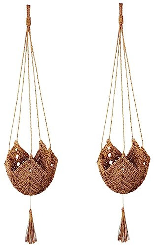 FUNOMOCYA 2piezas Bolsa para Macetas Colgador De Plantas Colgador De Macramé Jardinera Colgante Colgadores Rústicos De Macramé para Decoración De Dormitorio Plantas Colgantes De Interior