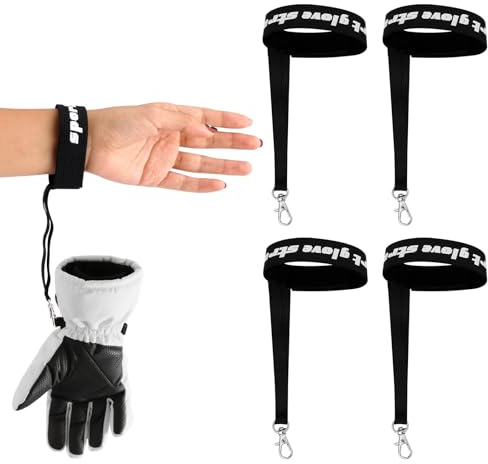 Fukaisu 4stk Sport Handschuh Sicherheitsgurte, Elastische Ski Handschuh Handgelenk Leinen Handschelle mit Metallclips Anti-Verlust Handschuhs Halter Lanyard für Skifahren Snowboarden Bergsteigen