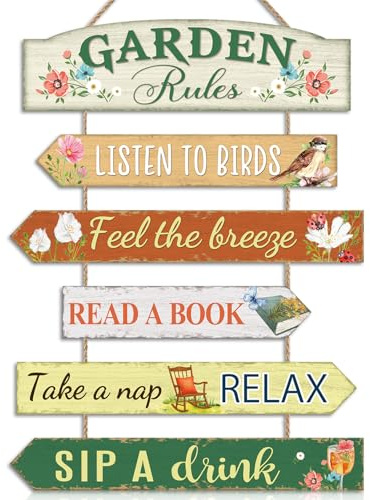 HPNIUB Funny Garden Rules Sign for Outside,Gardening Gifts for Women Men,Garden Signs Plaques for Outside Take a Nap Relax Rustic Outdoor Yard Decor for Patio, Lawn, Housewarming, Gardener’s Gift