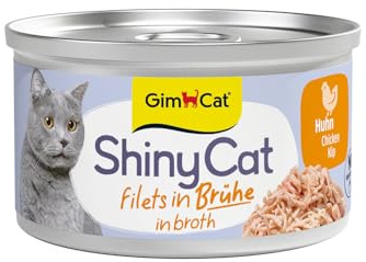 GimCat ShinyCat Filet in Brühe Hühnchen - Nassfutter mit Fleisch - 24 Dosen (24 x 70 g)