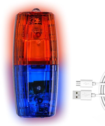 Genérico LED Shoulder Warning Light - USB Rechargeable Light, Red Blue 4V, Strobe Clip Lights | Stainless Steel Clip, Transparent Shoulder Clips For Security, Traffic Duty, Sanitation, Volunteer Use