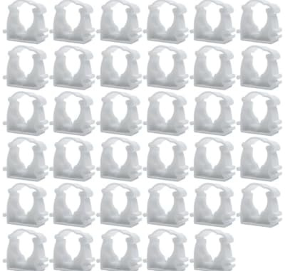 Lot de 35 Collier de Serrage Plastique 25mm Blanc, Support Tuyau Arrosage et Multicouche Clips de Fixation en U pour Conduite D'eau, Tube, Coude Multicouche, Raccord Rapide