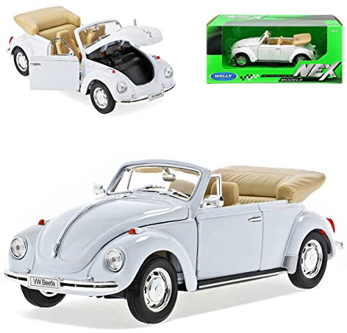 Generisch Volkwagen Käfer Cabrio Weiss 1/24 Welly Modell Auto