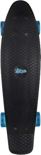 Muuwmi Skateboard Fun schwarz-blau – mit LED-Leuchtrollen - Board Deck 57x15cm - ABEC5 und PU-Rollen 60x45mm