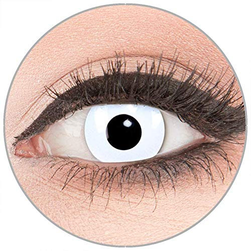 Farbige Kontaktlinsen zu Fasching Karneval Halloween - Topqualität von 'Glamlens' mit Stärke -3,50 1 Paar weiße Crazy Fun 'WhiteOut' Kontaktlinsen mit Behälter