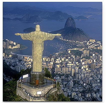 Paul Sinus Art Leinwandbilder | Bilder Leinwand 60x60cm Christus Statue in Rio de Janeiro