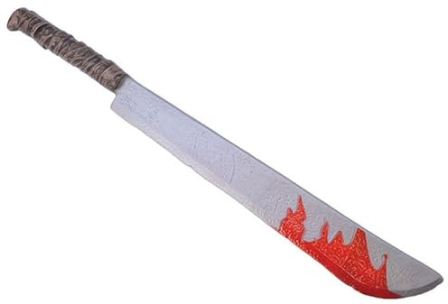 Props4shows Plastic Jumbo Machete with Fake Blood Splatters