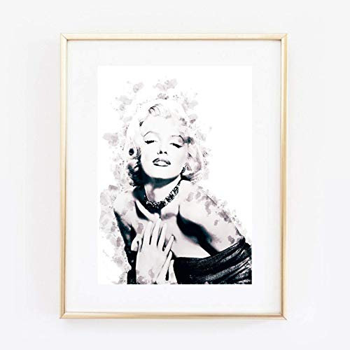 Din A4 Kunstdruck ungerahmt - Marilyn Monroe Portrait Foto Fotokunst Hollywood Star Ikone schwarz Druck Poster Bild
