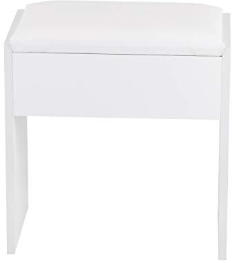Dressing Table Stool, Padded Bench Wooden Vanity Chair Piano Stool White, 40x43x23.5cm