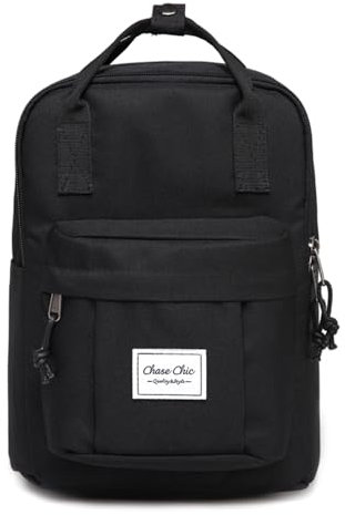 Chase Chic Schulrucksack für Teenager Mädchen, Leicht und Wasserdicht, Multifunktional für Reisen/Ausflüge/Universität/Schule S-Schwarz