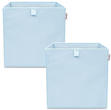 LIFENEY Aufbewahrungsbox 2er Set in Blau I Einfarbige Spielzeugbox passend für Würfelregale I Ordnungsbox für das Kinderzimmer I Aufbewahrungskorb als Accessoire für dein Zuhause | 33x33x33 cm