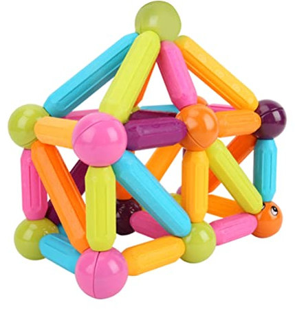 HUSHUI Magnetische Bälle und Stäbe Set, Magisches Baustäbchen Set, Bälle und Stäbe Set Kinder Baustäbchen Set Bausteine Fliesen Kinder Pädagogisches Stapelspielzeug