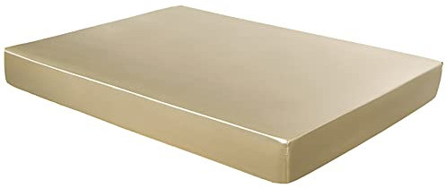 Michorinee Satin Spannbettlaken 200x200cm Gold Glatt Seide Glanzsatin Bettlaken Boxspringbett Topper Microfaser Spannbetttuch für Matratze bis 25 cm
