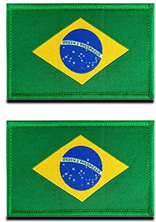 2 St. Brasilien Flagge Patch- Taktisch Kanadisch Klettabzeichen, Bestickter Aufnäher mit Klettverschluss, Militär Aufkleber Klettbänder für Rucksäcke Kleidung Taschen Uniform Weste Jersey