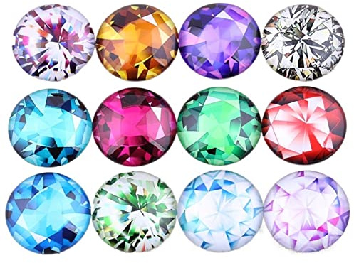NFEGSIYA Glaskuppel Cabochons Fliesen Farbe Diamant Foto Runde Kuppel Glas Cabochon 12mm 14mm 18mm 20mm DIY Schmuck for Ohrringe Anhänger (Size : 20mm 20pcs)