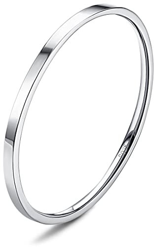 Milacolato S925 Sterling Silber Ringe für Damen 18K Weißgold Gefüllt Plain Daumen Stapelbare Statement Ringe Hoch Polierte Ewigkeit Hochzeit Band Ringe 1mm 2mm 3mm 4mm 6mm 8mm
