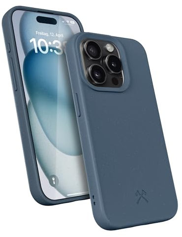 Woodcessories - Bio Case, Handyhülle kompatibel mit iPhone 15 Pro Hülle Navy blau - Nachhaltig aus Pflanzen
