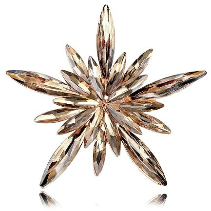 Broche étoile en strass pour femmes et filles - Cristal brillant CZ flocon de neige - Broche de corsage - Épingles à revers - Boucle d'écharpe, châle, clip pour pull, cardigan, bouquet, badge, Métal,