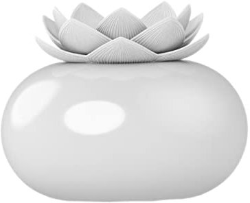 Ciieeo Difusor De Aroma Cerámico Forma De Loto, Humidificador De Niebla Silencioso, Color Blanco Fondo Blanco, Para Dormitorio y Sala De Estar, Diseño Compacto y Elegante