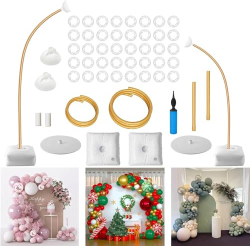 2.5M & 1.5M Kit de Support pour Arche de Ballons, Arche de Ballons d'Anniversaire, Réutilisable Structure Arche Ballon pour Mariage, Anniversaire, Remise de Diplôme, Anniversaire, Noël, Halloween