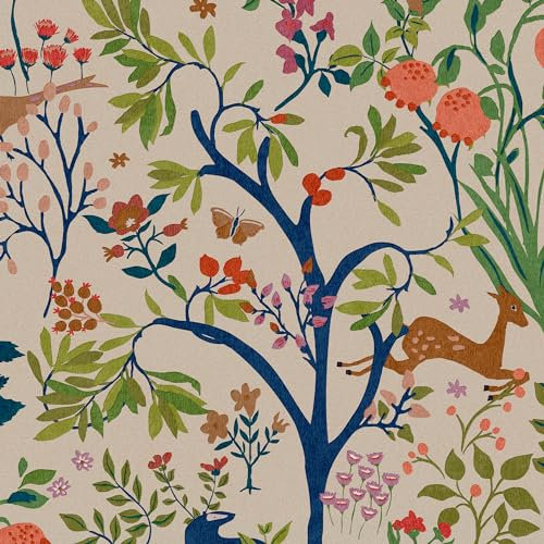Joules Enchanted Woodland Antique Cream Wallpaper | Easy Paste The Wall Application | Cream Trees Design | Eco Friendly