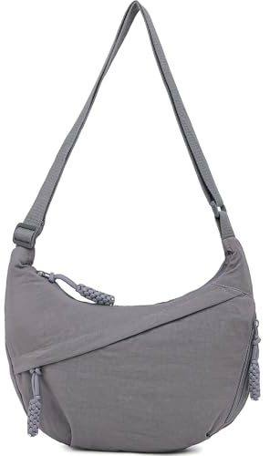 Sanxiner Borse a tracolla a mezzaluna da donna, morbida, in nylon, capiente, a forma di gnocco