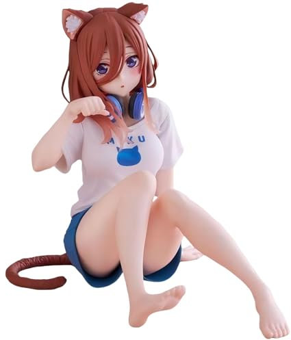 Nakano Miku und Nakano Nino Anime Figuren Charmante Figur Katzenohren und Homewear 13 cm Statue für Displays Dekorationen (Nakano Miku)