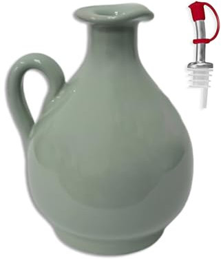 Sicignano - Pichet d'huile d'huile en terre cuite - 250 ml - Coloré décoré à la main, offert - Bec verseur - Boîte pour huile de vinaigre, ampoule doseuse pour huile d'olive, fabriquée en Italie