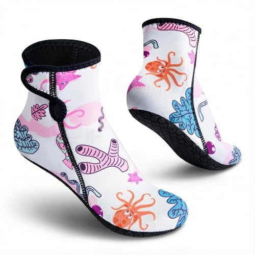 Summshall Neoprensocken Kinder 3mm Warm Halten Neopren Socken Wattsocken Schwimmsocken Strandsocken für Wassersport