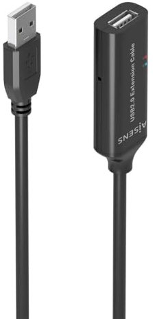 AISENS Cable USB 2 0 Prolongador con Amplificador Tipo A M A H Negro 10m