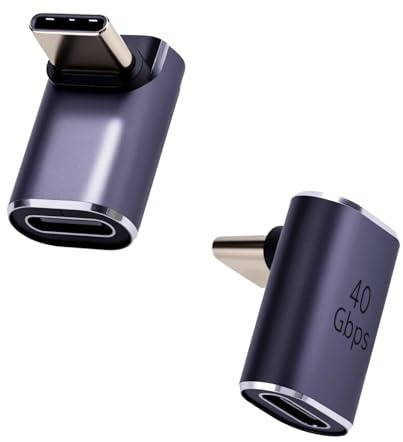Gbformat USB4.0 40Gbps USB C 90 Grados Adaptador C Macho a C Hembra USB C Extender Adaptador Tipo-C de transmisión de Datos PD100W de Carga rápida y 8K@60Hz de Paso de vídeo(2PCS)