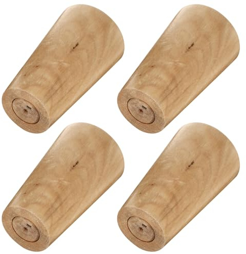 Sosoport Lot de 4 Pieds de Meuble en Bois Massif Blancs Pieds Ronds Trou Central Compatibles Canapés Armoires et Tables Robustes pour Rénovation de Mobilier