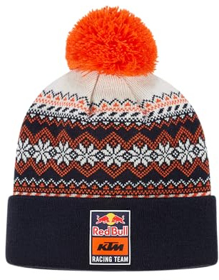 Red Bull ENERGY WEAR RB KTM Racing Wintermütze, Offizieller Fanartikel, Mütze mit Bommel & Logo-Patch, 100% Acryl