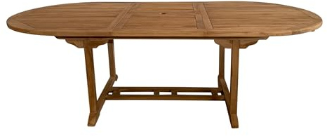 AXI Marzi Gartentisch Ausziehbar aus Teak Holz Oval | Ausziehbarer Esstisch Wetterfest für den Garten/Terrasse/Outdoor aus Teakholz | Sitzgruppe für 8 Personen | 180-240 x 120 x 75 cm