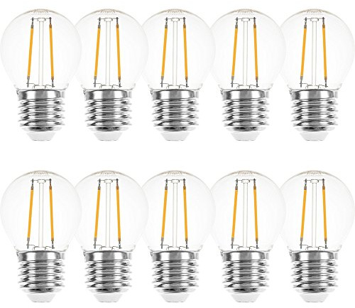 NCC-Licht 10x LED Lampe P45 Tropfen E27 1W Extra Warmweiß 2200K | Filamentlampe aus klarem Glas, ersetzt 10W Glühlampe mit E27-Sockel, gemütliches Licht ideal für Wohnbereiche