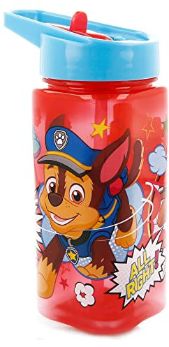 Stor Paw Patrol Bouteille d'eau carrée réutilisable avec paille intégrée 510 ml