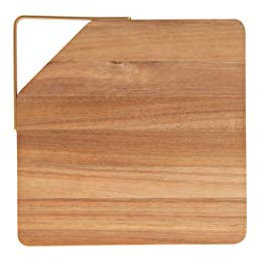 BRANDANI Tagliere Acacia Quadrato con Manico Oro Metal