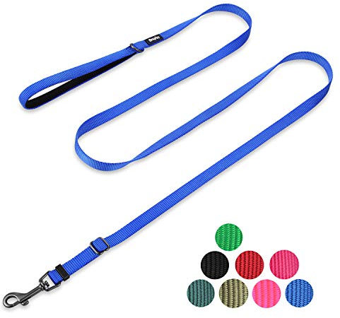 Hyhug 1,8 m Verstellbare Nylon Hundeleine mit weichem, gepolstertem Griff - Haltbare Leine mit einfachem Bolzkupplungsverschluss, ideal für große, mittlere und kleine Hunde (Klein, Hellblau)