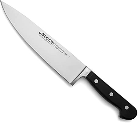 Arcos Cuchillo Chef Acero Inoxidable. Cuchillo Cocina Profesional multipropósito para Cortar y Limpiar Verduras. Mango ergonómico polioximetileno y Hoja 210 mm. Serie Opera. Color Negro.