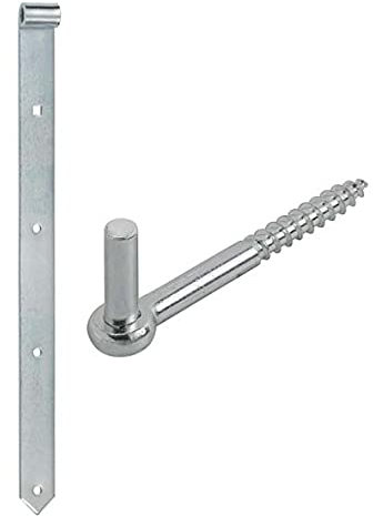 HAUS & DACH Ladenband Set, blau verzinkt inkl. Kloben, Ladenbandlänge: 400 mm, Durchmesser Kloben: 10 mm Einschraubkloben