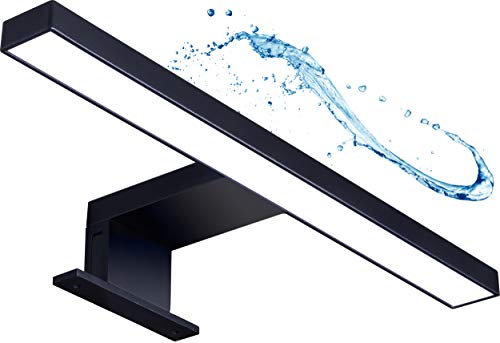 LED Spiegelleuchte Badleuchte Badezimmer Schminklicht Schwarz Matt Wandleuchte Aufbauleuchte Schrank-Beleuchtung Klemmleuchte warm-weiß 230V 220LM IP44 300 mm ohne Schalter